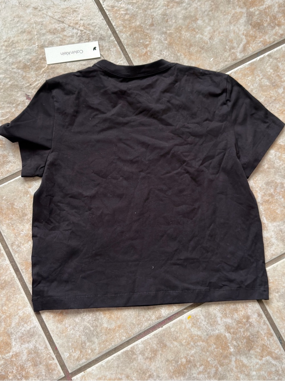 NWT Calvin Klein Women's Black Rhinestone Box Logo T-Shirt Size Small - Picture 2 of 4